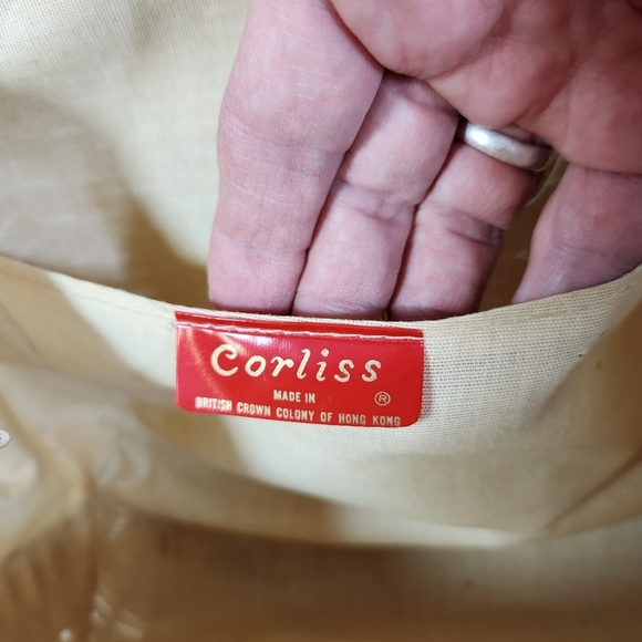 Vintage coated wicker shoulder purse corliss british crown colony of hong kong - Picture 16 of 16